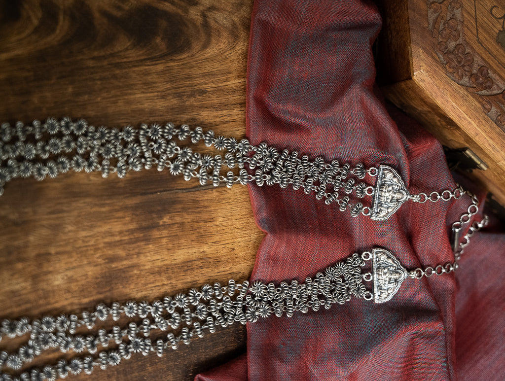 Pure Silver Traditional Maharashtrian Neckpiece - Gajarihaar