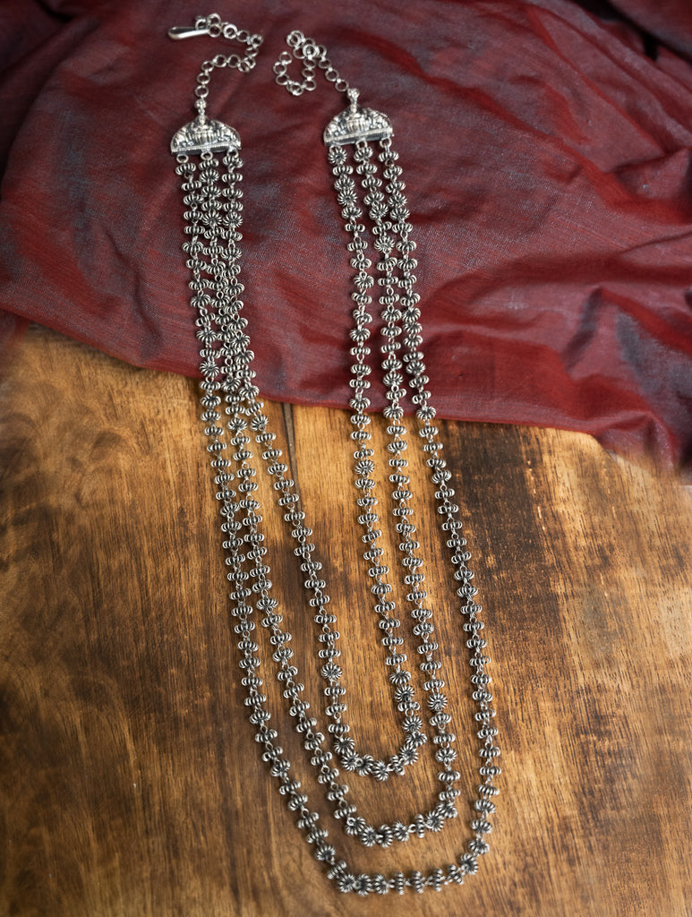 Pure Silver Traditional Maharashtrian Neckpiece - Gajarihaar