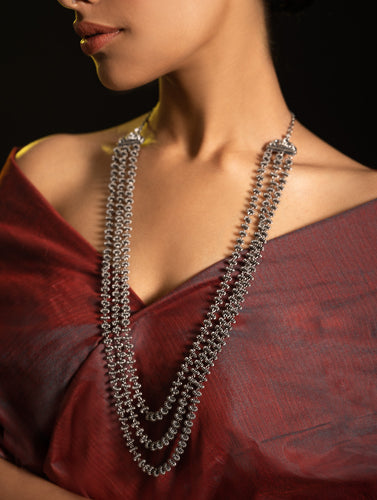 Pure Silver Traditional Maharashtrian Neckpiece - Gajarihaar