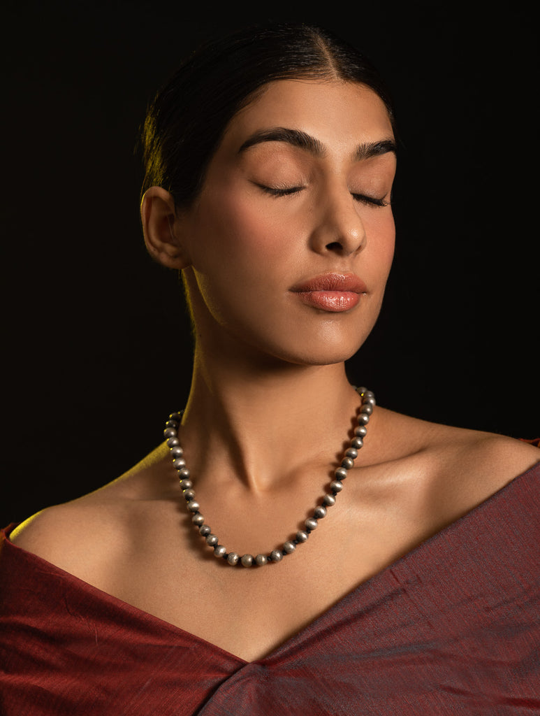 Pure Silver Traditional Maharashtrian Neckpiece - Golmani Saar