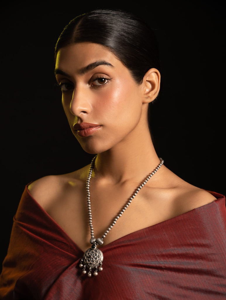 Pure Silver Traditional Maharashtrian Neckpiece - Gulab