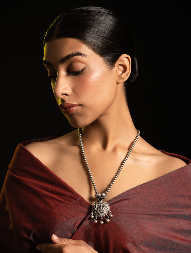 Pure Silver Traditional Maharashtrian Neckpiece - Gulab