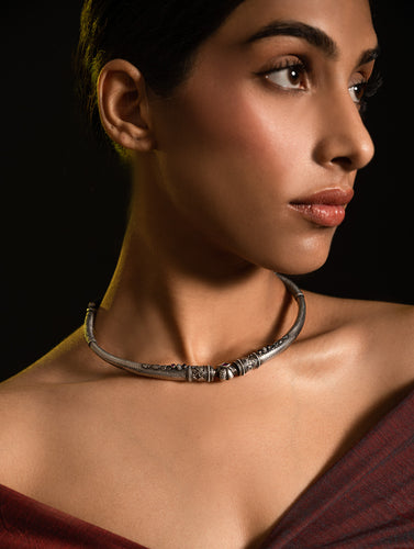 Pure Silver Traditional Maharashtrian Neckpiece - Hasli