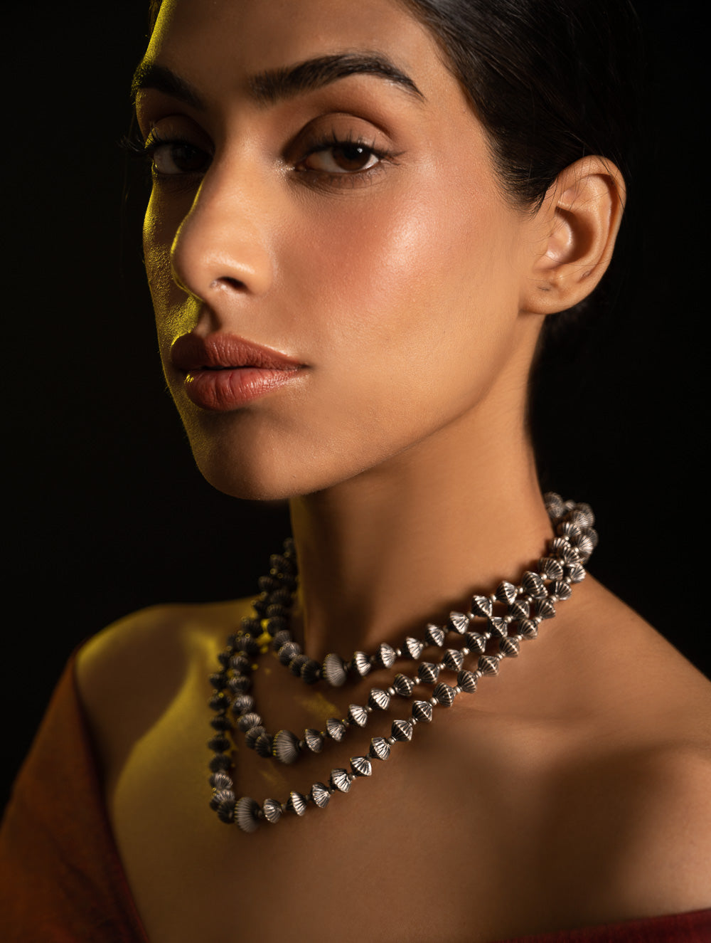 Load image into Gallery viewer, Pure Silver Traditional Maharashtrian Neckpiece - Javmani, Tri-String