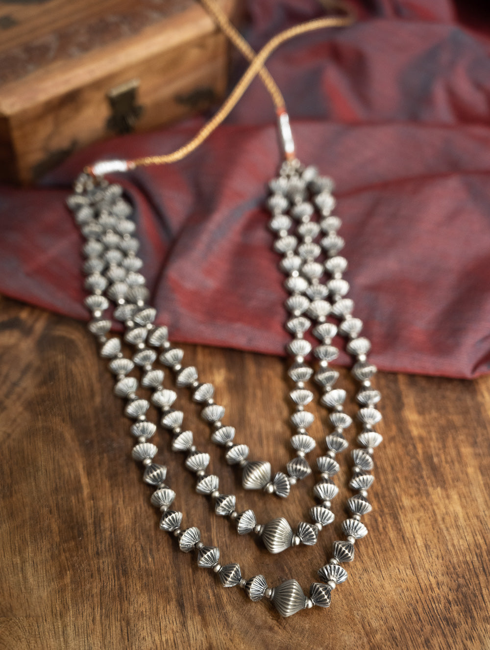 Load image into Gallery viewer, Pure Silver Traditional Maharashtrian Neckpiece - Javmani, Tri-String