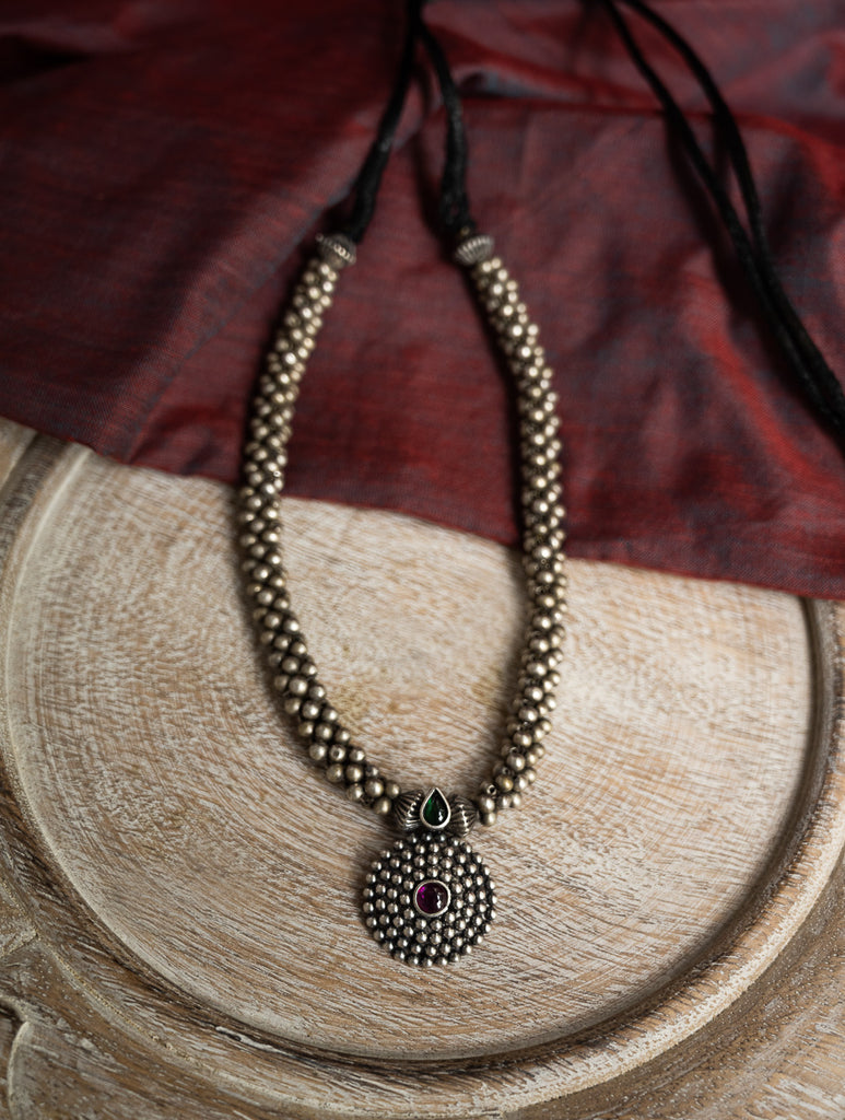 Pure Silver Traditional Maharashtrian Neckpiece - Jondhalemani Thushi
