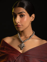 Pure Silver Traditional Maharashtrian Neckpiece - Lakshmi Haar