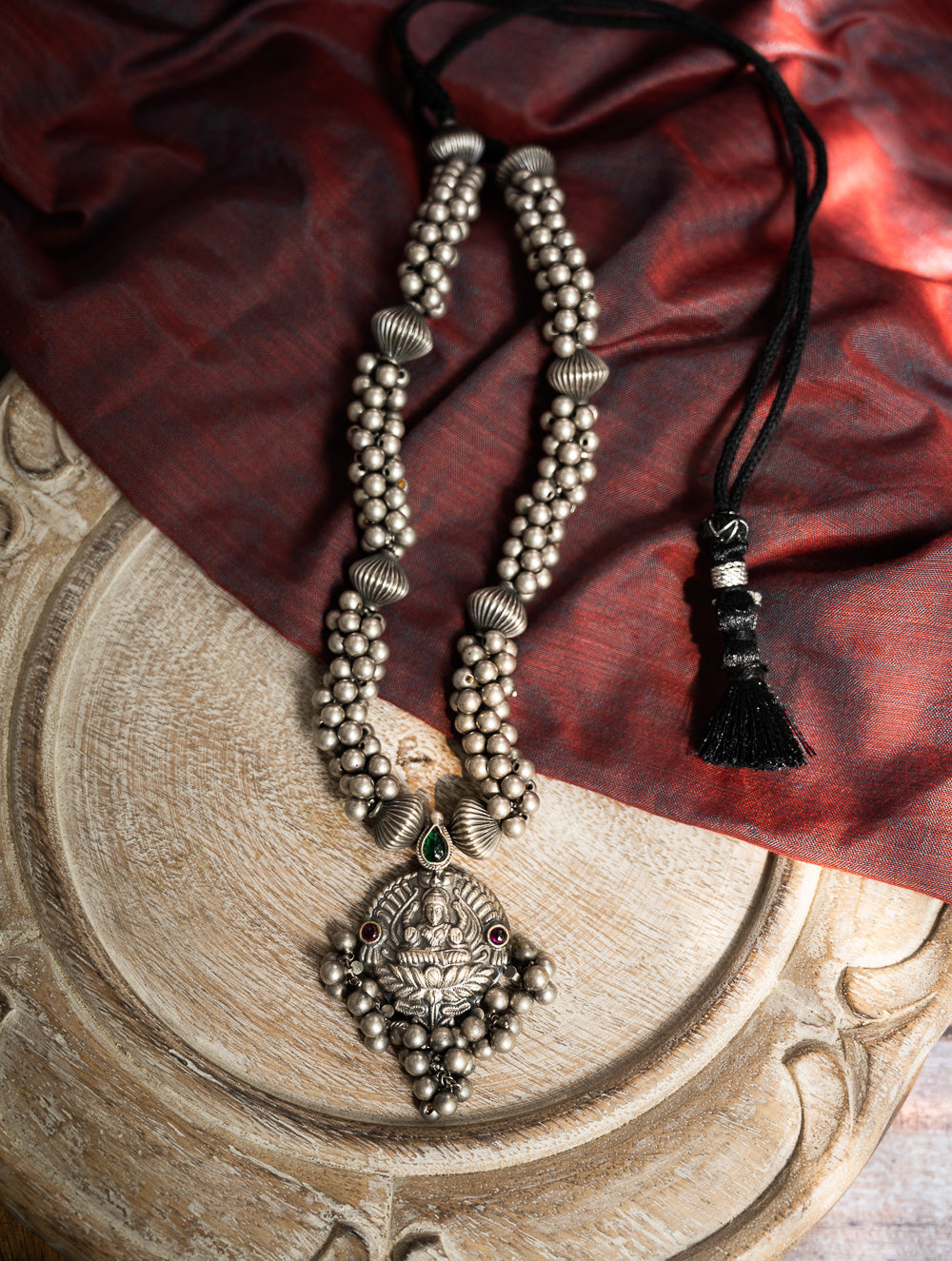 Pure Silver Traditional Maharashtrian Neckpiece - Lakshmi Haar