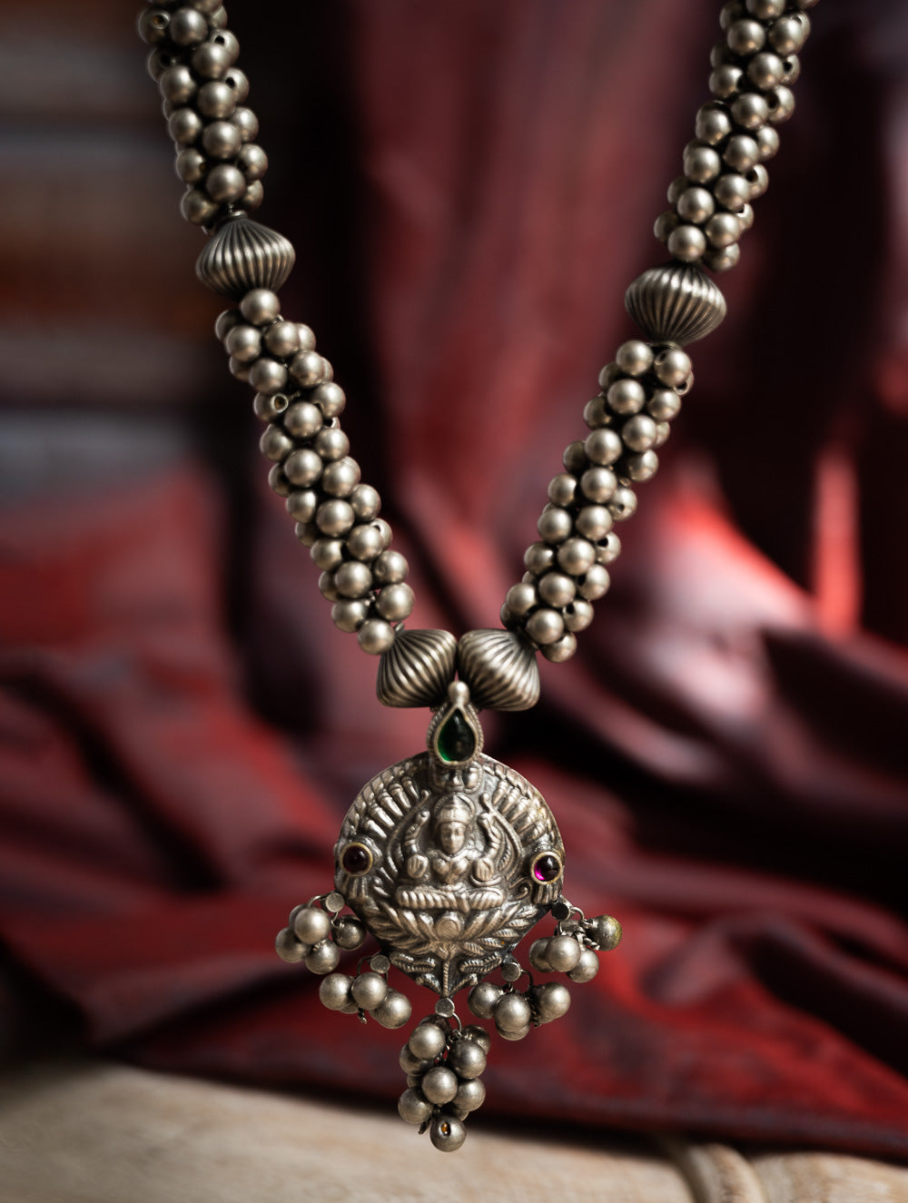 Load image into Gallery viewer, Pure Silver Traditional Maharashtrian Neckpiece - Lakshmi Haar