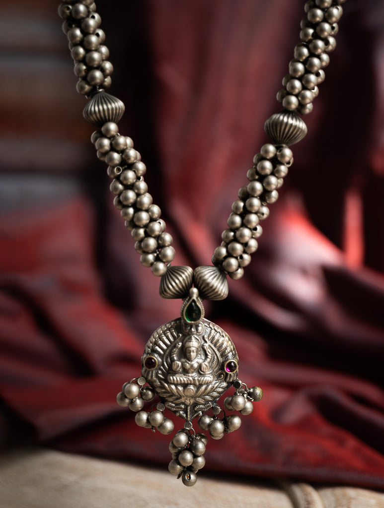 Pure Silver Traditional Maharashtrian Neckpiece - Lakshmi Haar