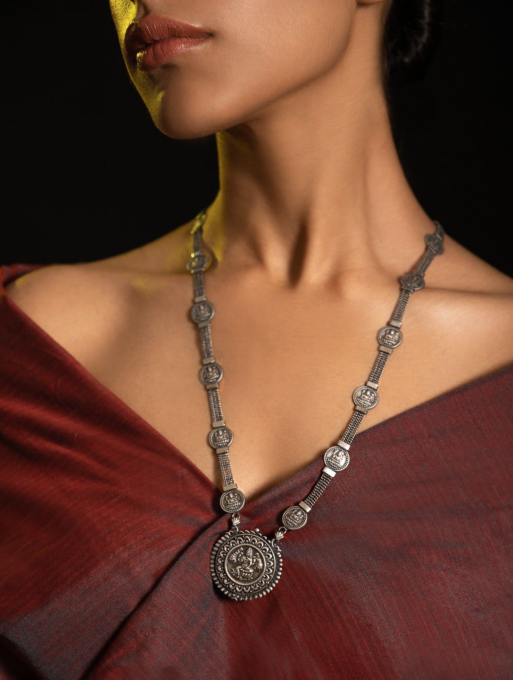 Pure Silver Traditional Maharashtrian Neckpiece - Laxmihaar