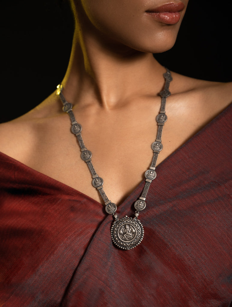 Pure Silver Traditional Maharashtrian Neckpiece - Laxmihaar