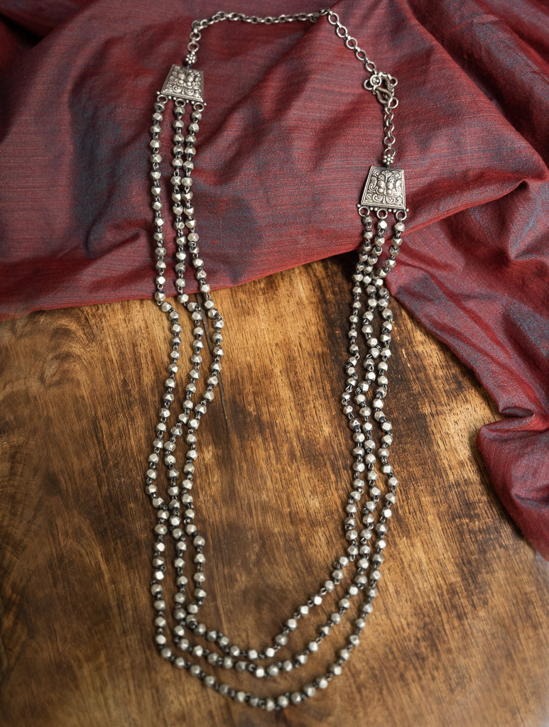 Pure Silver Traditional Maharashtrian Neckpiece - Mohanmal (Double String)