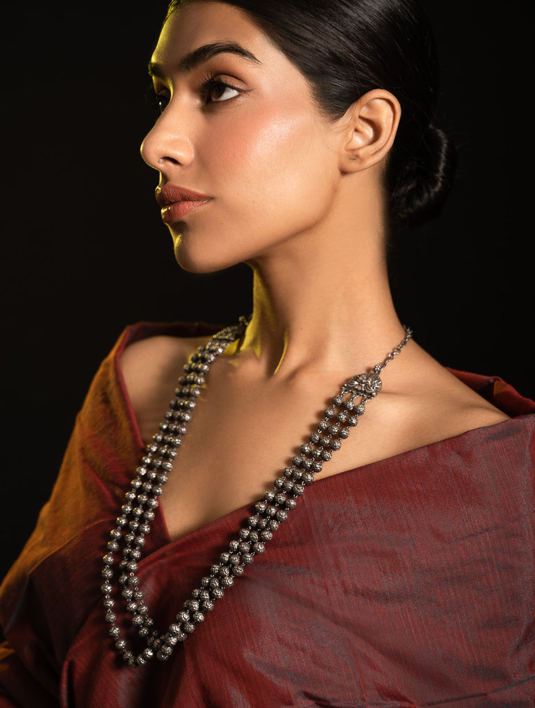 Pure Silver Traditional Maharashtrian Neckpiece - Mohanmal, Tri-String
