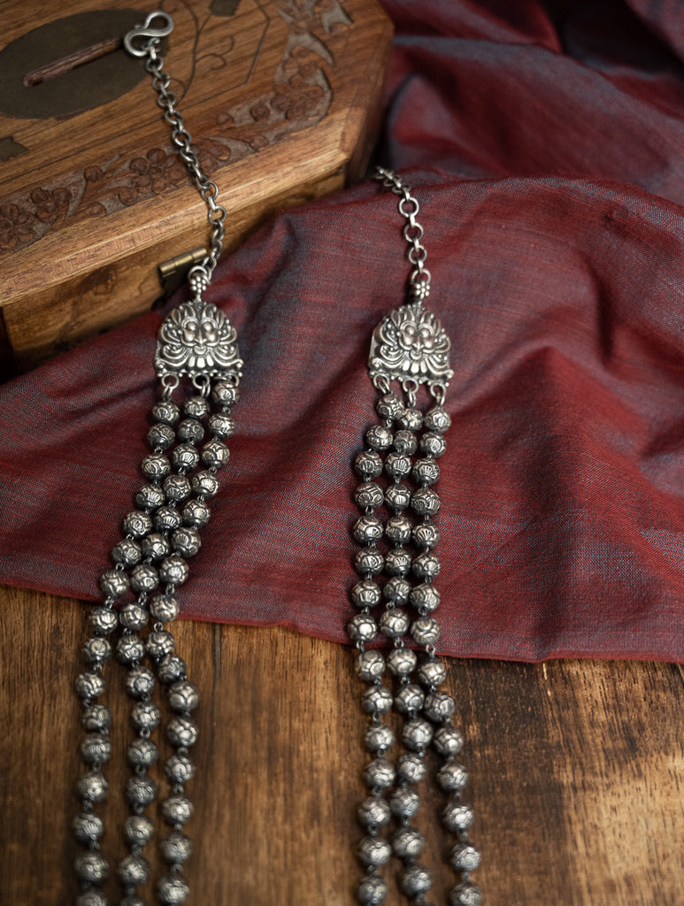 Pure Silver Traditional Maharashtrian Neckpiece - Mohanmal, Tri-String