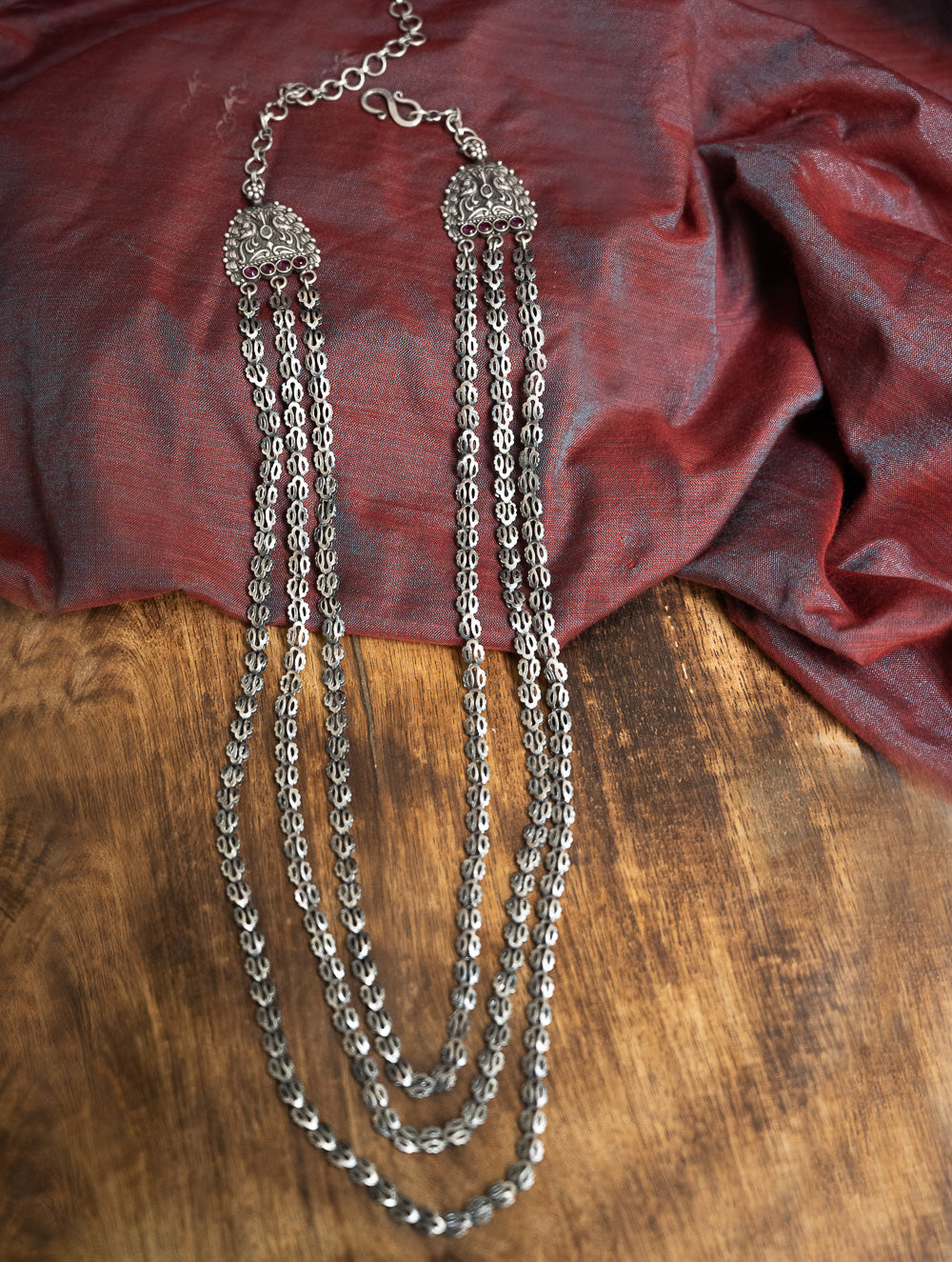 Load image into Gallery viewer, Pure Silver Traditional Maharashtrian Neckpiece - Mohanmal, Tri-String