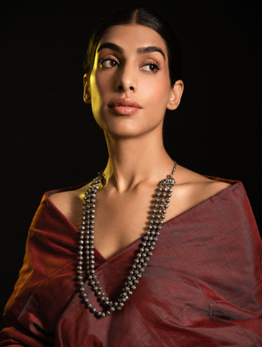 Pure Silver Traditional Maharashtrian Neckpiece - Mohanmal, Tri-String