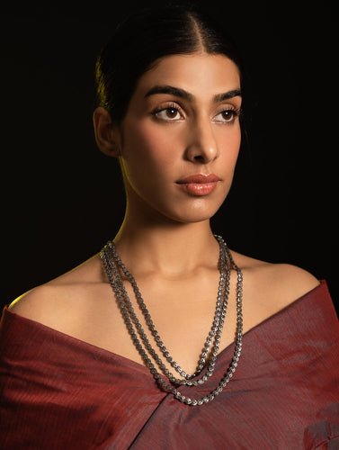 Pure Silver Traditional Maharashtrian Neckpiece - Pohehaar (Tri-String)