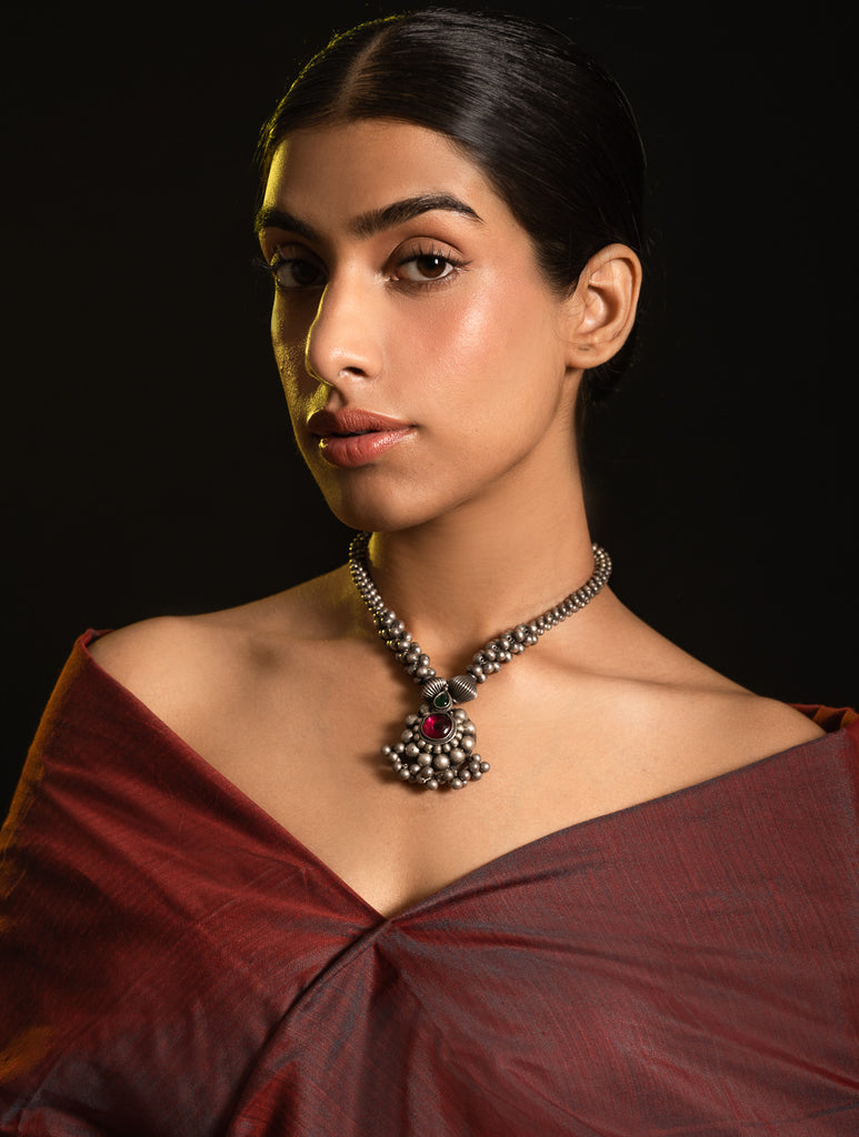 Pure Silver Traditional Maharashtrian Neckpiece - Rangavi 