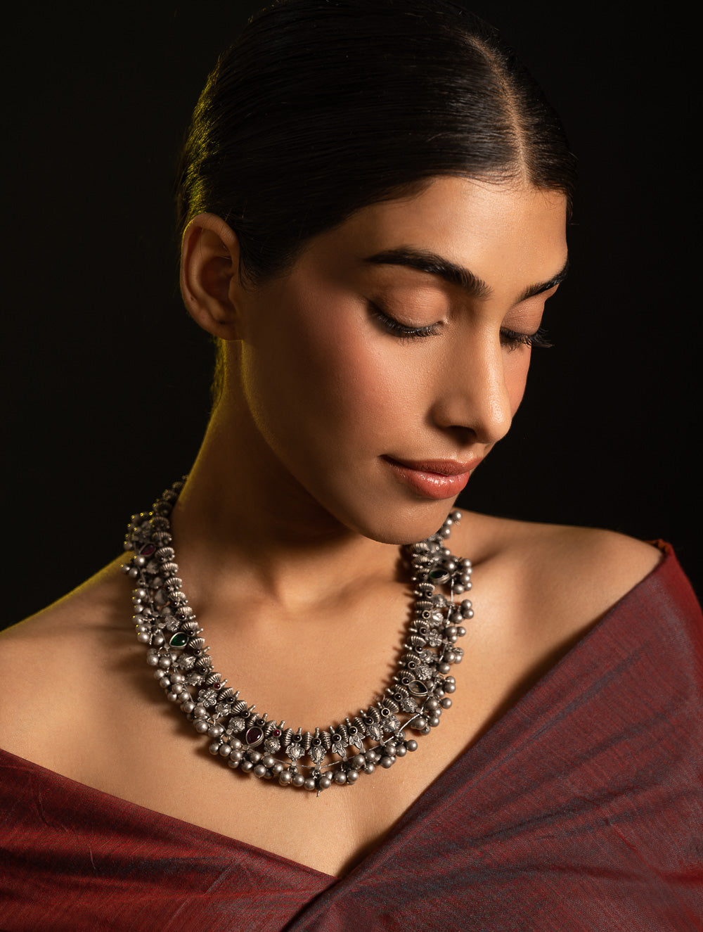 Load image into Gallery viewer, Pure Silver Traditional Maharashtrian Neckpiece - Saaz