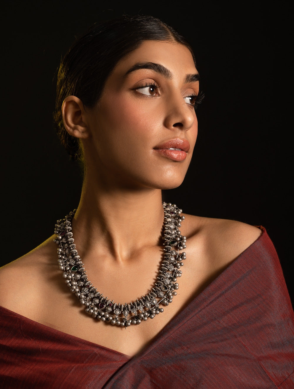 Load image into Gallery viewer, Pure Silver Traditional Maharashtrian Neckpiece - Saaz