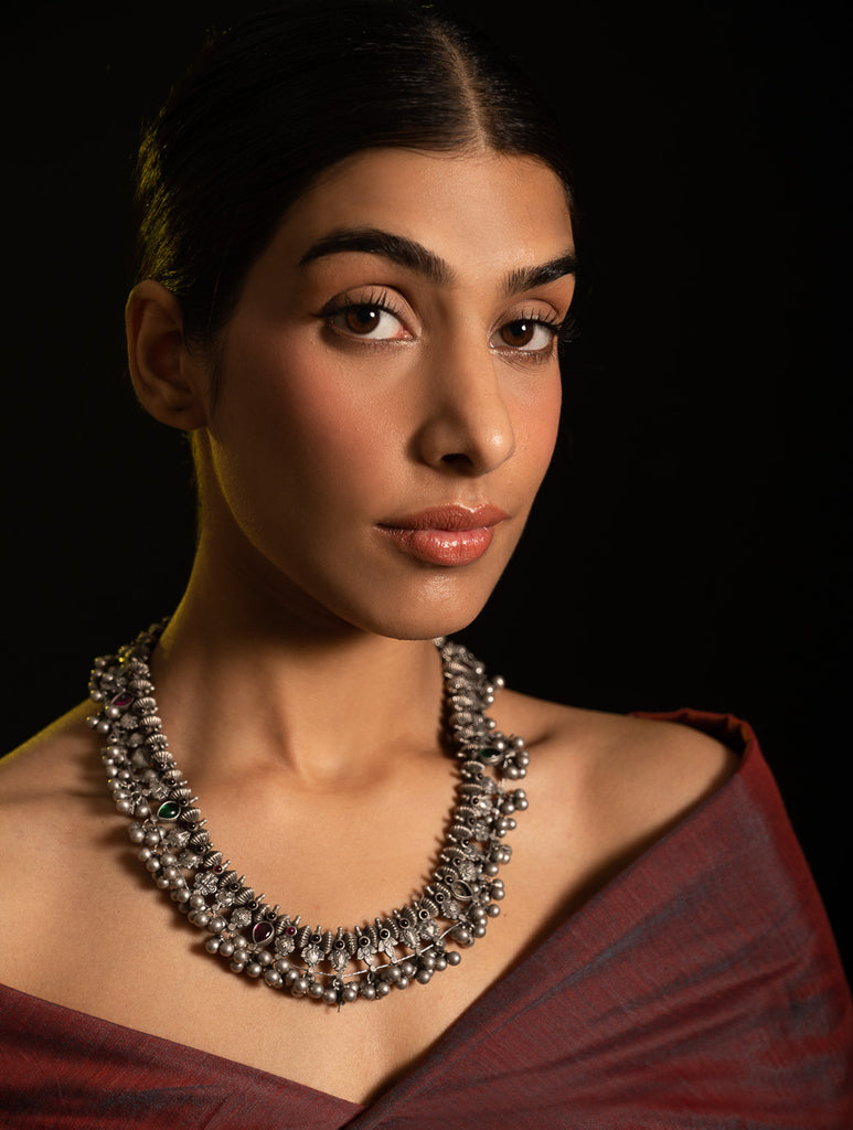Pure Silver Traditional Maharashtrian Neckpiece - Saaz