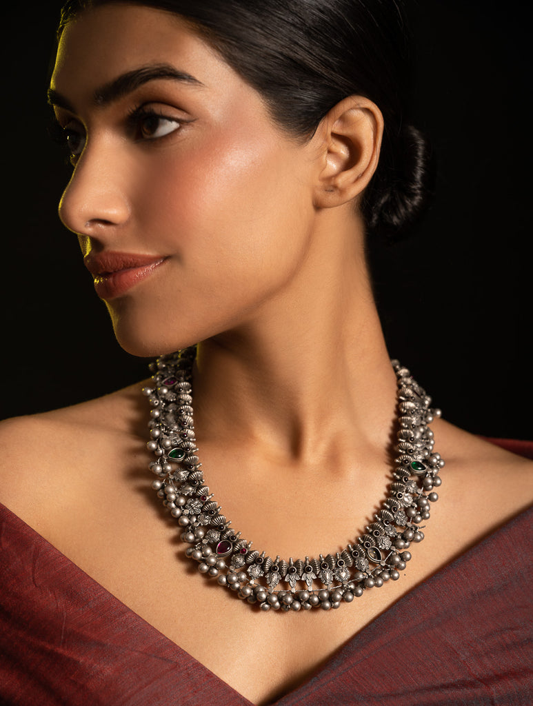 Pure Silver Traditional Maharashtrian Neckpiece - Saaz
