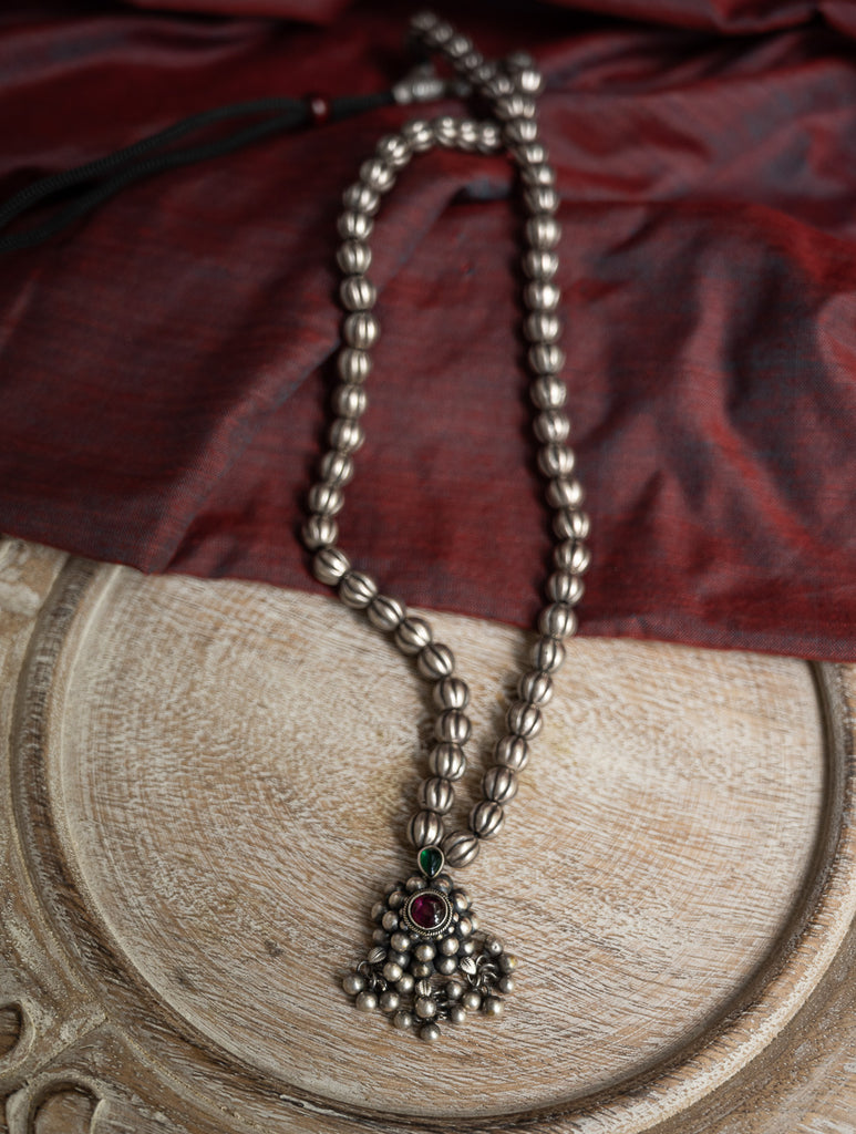 Pure Silver Traditional Maharashtrian Neckpiece - Saaz Velura