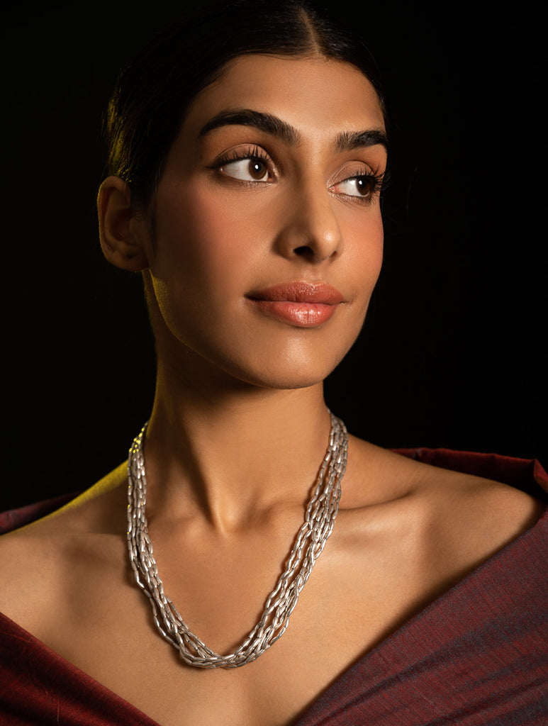 Pure Silver Traditional Maharashtrian Neckpiece - Tandulhaar