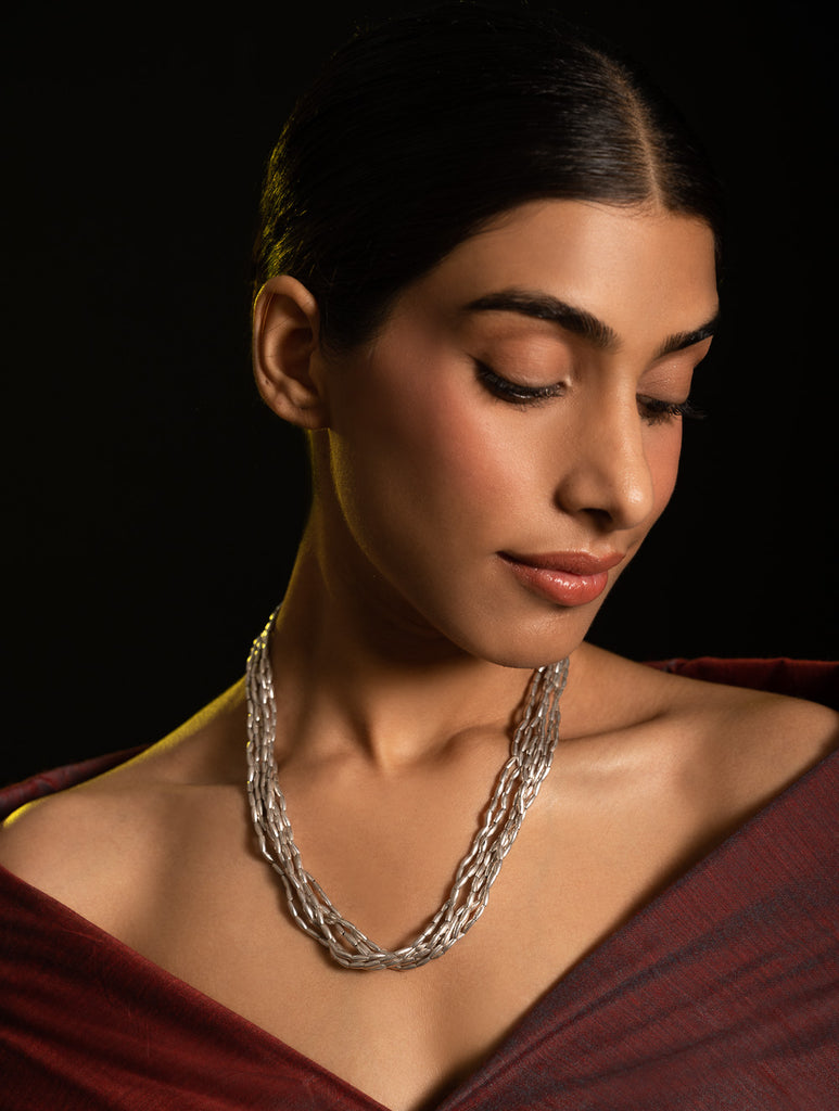 Pure Silver Traditional Maharashtrian Neckpiece - Tandulhaar