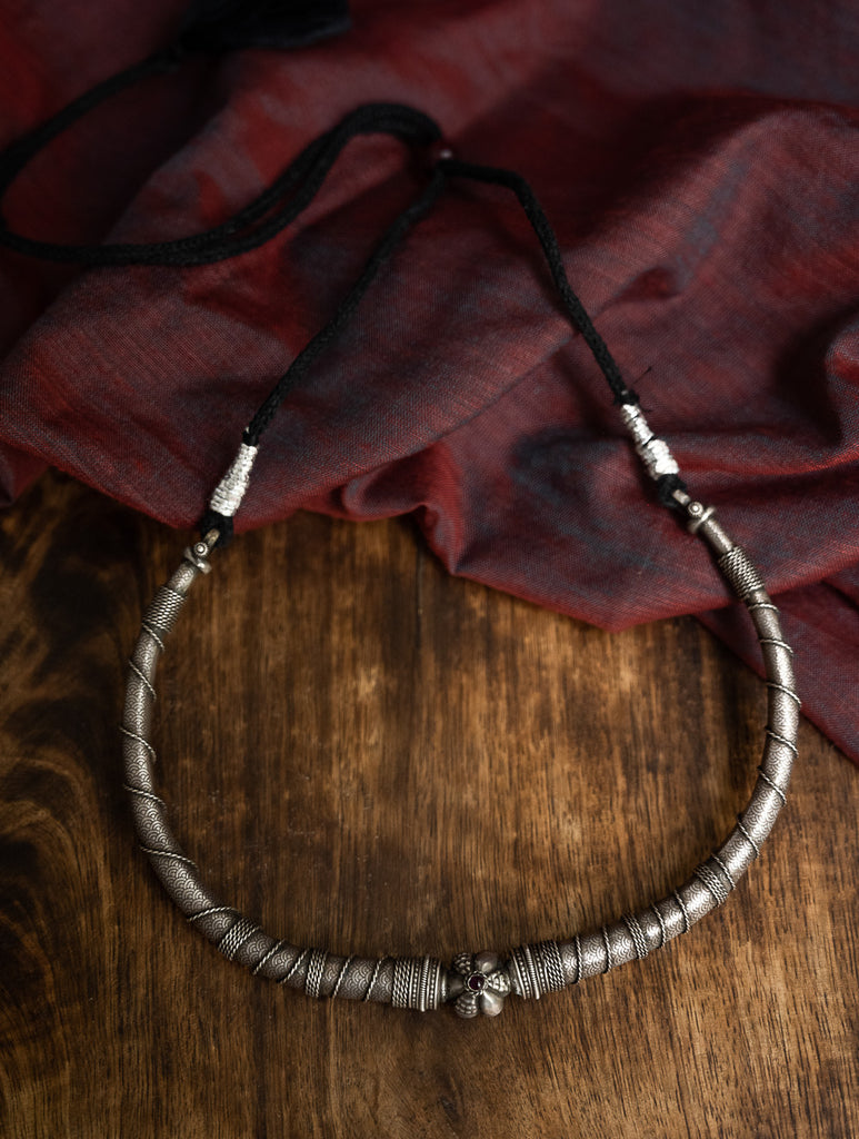 Pure Silver Traditional Maharashtrian Neckpiece - The Hasli