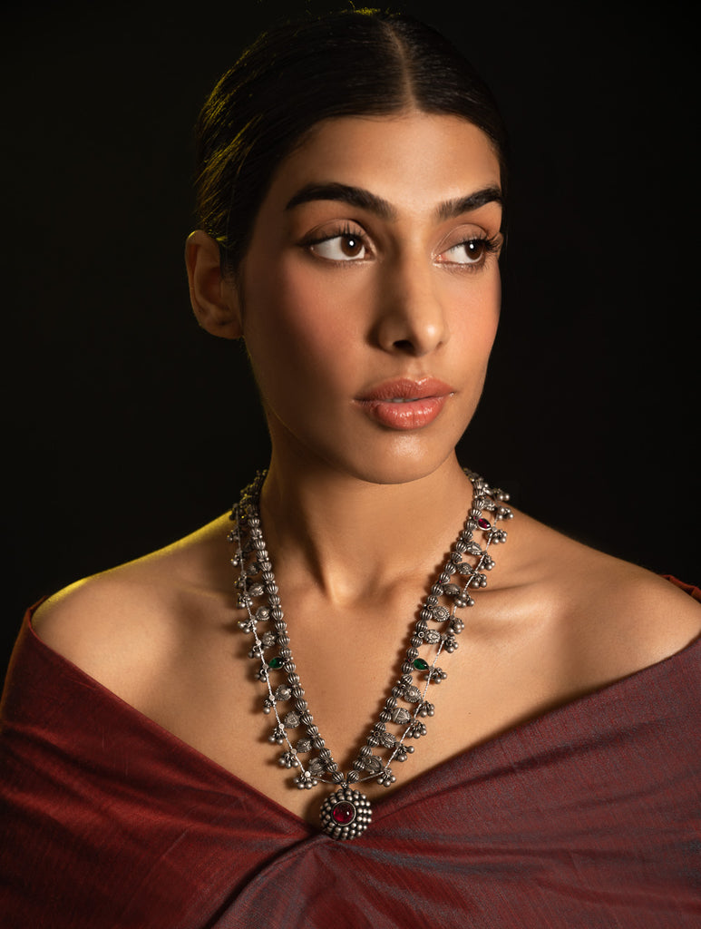 Pure Silver Traditional Maharashtrian Neckpiece - The Saaz