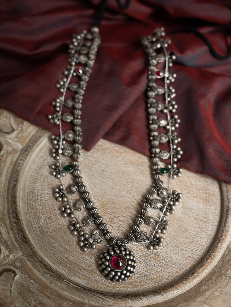 Pure Silver Traditional Maharashtrian Neckpiece - The Saaz