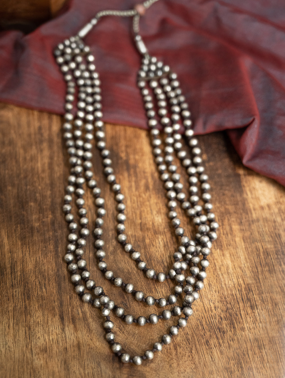 Load image into Gallery viewer, Pure Silver Traditional Maharashtrian Neckpiece -  Jondhalemani (4-Strings)