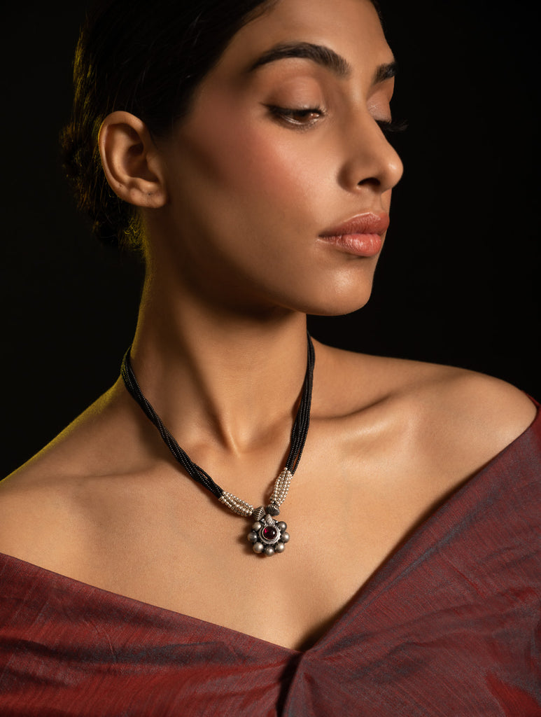 Pure Silver Traditional Maharashtrian Neckpiece -  Saaj Mangalsutra