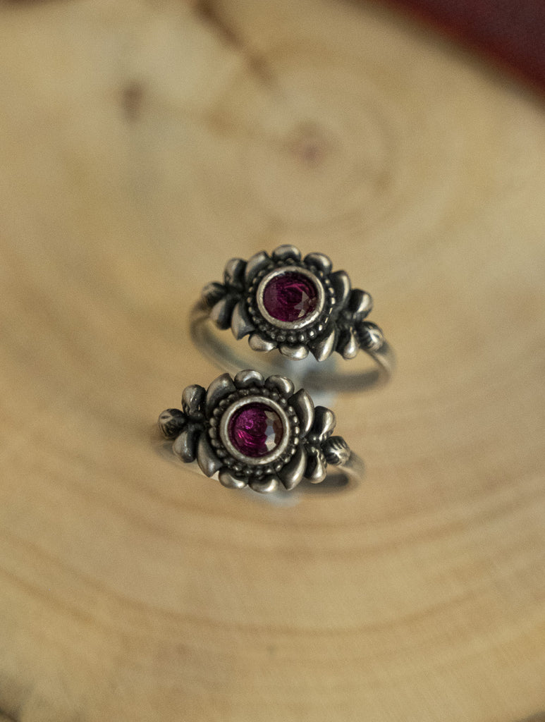 Pure Silver Traditional Maharashtrian Toe Rings - Padmaja (Set of 2) 