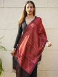 Pure, Handwoven Bhagalpur Tussore Silk Stole - Deep Maroon