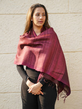 Load image into Gallery viewer, Pure, Handwoven Bhagalpur Tussore Silk Stole - Maroon Vibe