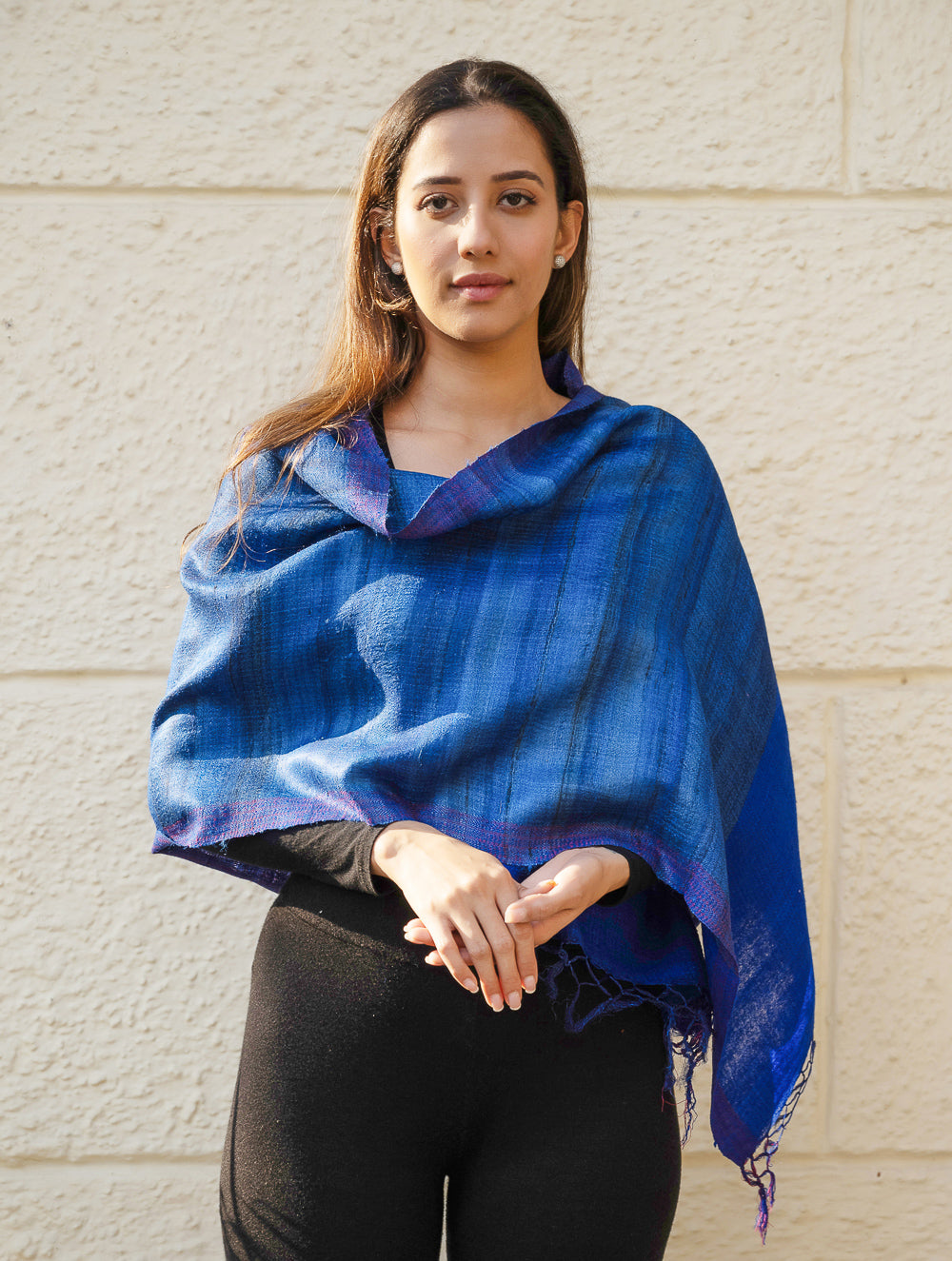 Load image into Gallery viewer, Pure, Handwoven Bhagalpur Tussore Silk Stole - Royal Blue