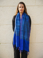 Load image into Gallery viewer, Pure, Handwoven Bhagalpur Tussore Silk Stole - Royal Blue