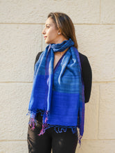 Load image into Gallery viewer, Pure, Handwoven Bhagalpur Tussore Silk Stole - Royal Blue