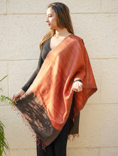 Load image into Gallery viewer, Pure, Handwoven Bhagalpur Tussore Silk Stole - Warm Red