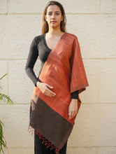 Load image into Gallery viewer, Pure, Handwoven Bhagalpur Tussore Silk Stole - Warm Red