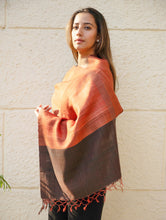 Load image into Gallery viewer, Pure, Handwoven Bhagalpur Tussore Silk Stole - Warm Red