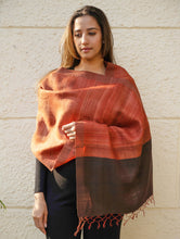 Load image into Gallery viewer, Pure, Handwoven Bhagalpur Tussore Silk Stole - Warm Red