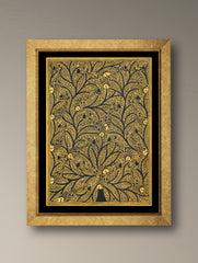 Handpainted Madhubani Painting - Vanraaj Jaal (Unframed - L 30 x W 22 inches)