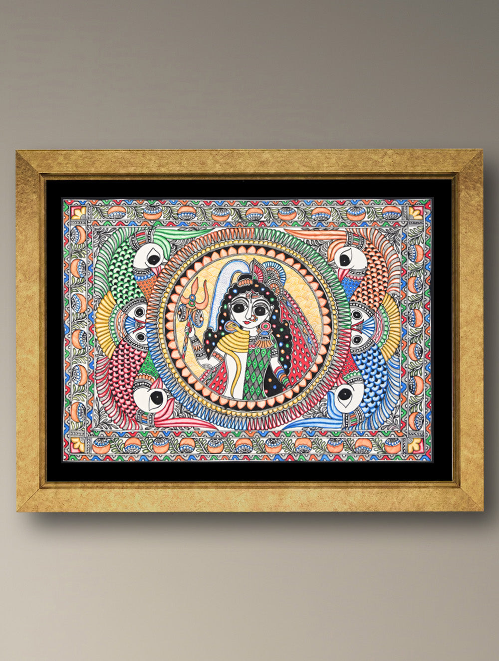 Handpainted Madhubani Painting - Ardhnareshwer (Unframed - L 30 x W 22 inches)