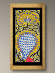 Handpainted Madhubani Painting - Mayurnrithyam (Unframed - L 22 x W 7 inches) 