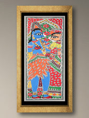 Handpainted Madhubani Painting - Mithila Vivaah Katha (Unframed - L 22 x W 7 inches) 