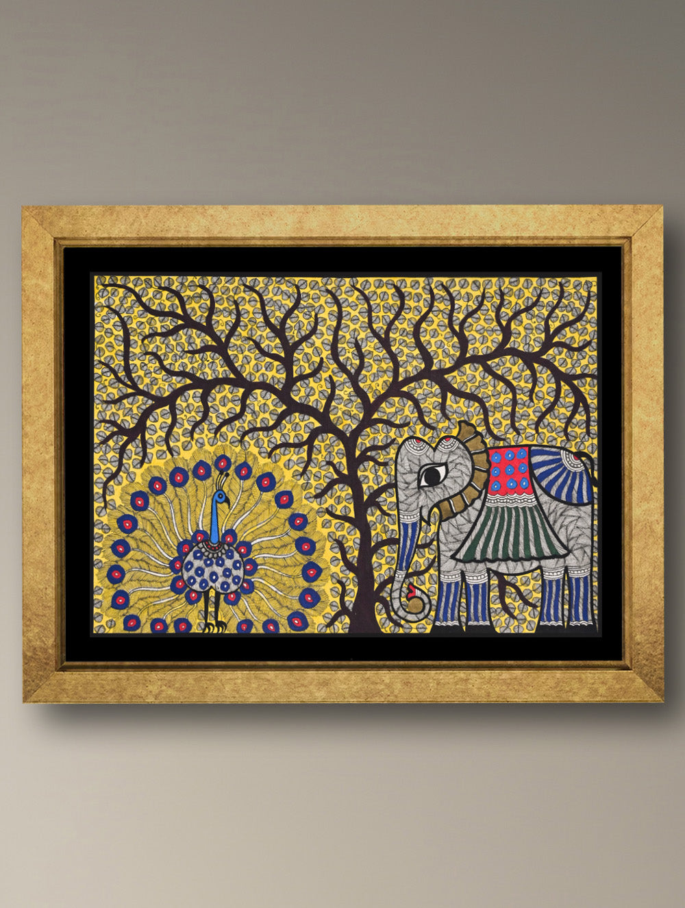 Handpainted Madhubani Painting - Aranya Saakshi (Unframed - L 22 x W 15 inches) 